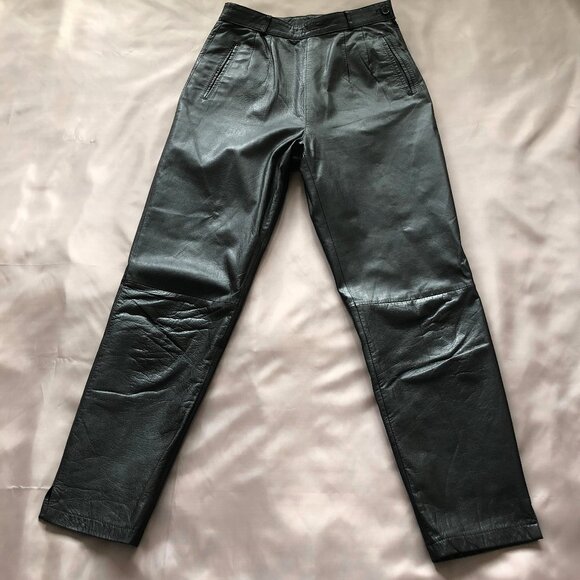 Black Nappa Vintage Leather Pants - Picture 1 of 8